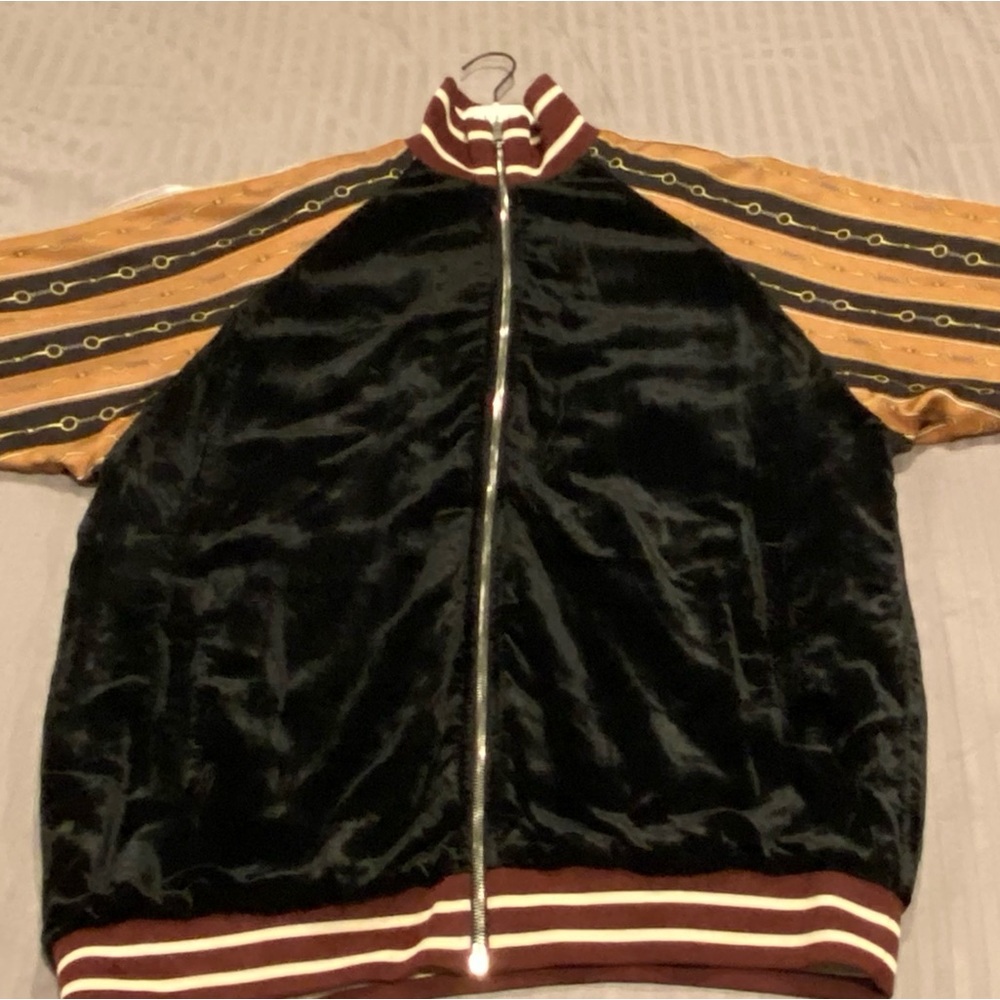 NWT *Authentic* GUCCI Mixed Media Velvet Track Jacket *SIZE 48 - Picture 3 of 10